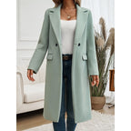 Women’s Long Winter Coat with Lapel Collar – Warm Elegant Outerwear
